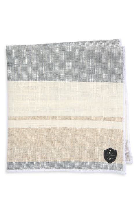 Stripe Linen Pocket Square