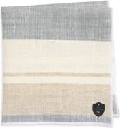 CLIFTON WILSON Stripe Linen Pocket Square