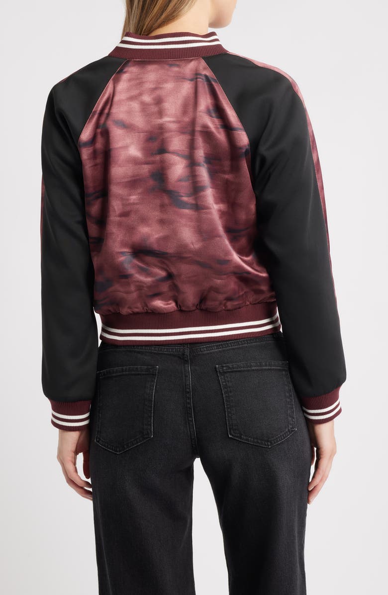 CITY BLUES Satin Bomber Jacket, Alternate, color, Merlot Multi