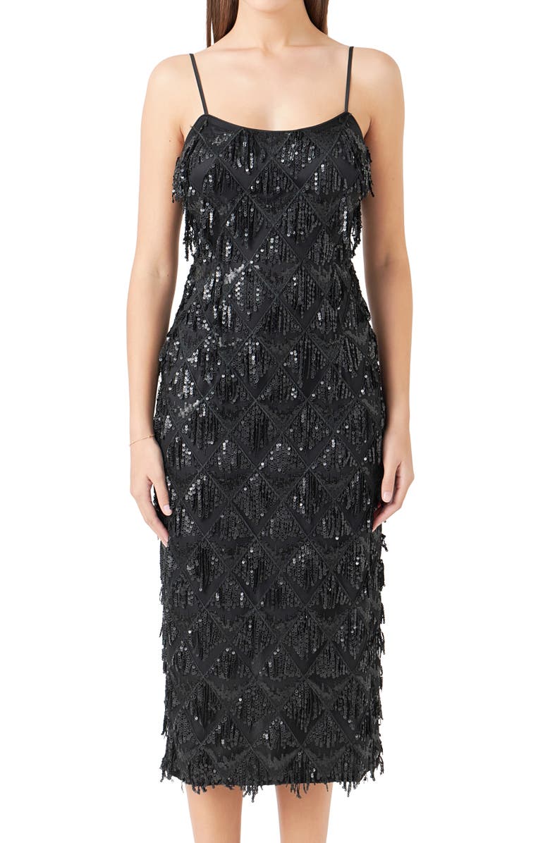 Endless Rose Diagonal Sequin Dress, Alternate, color, Black
