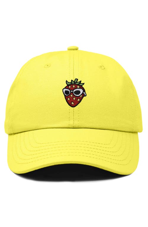 Dalix Strawberry Embroidered Casual Cap In Yellow