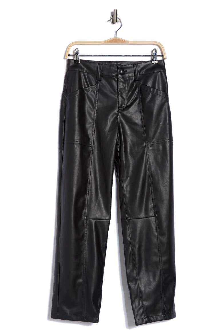Faux Leather Barrel Pants, Alternate, color, BLACK