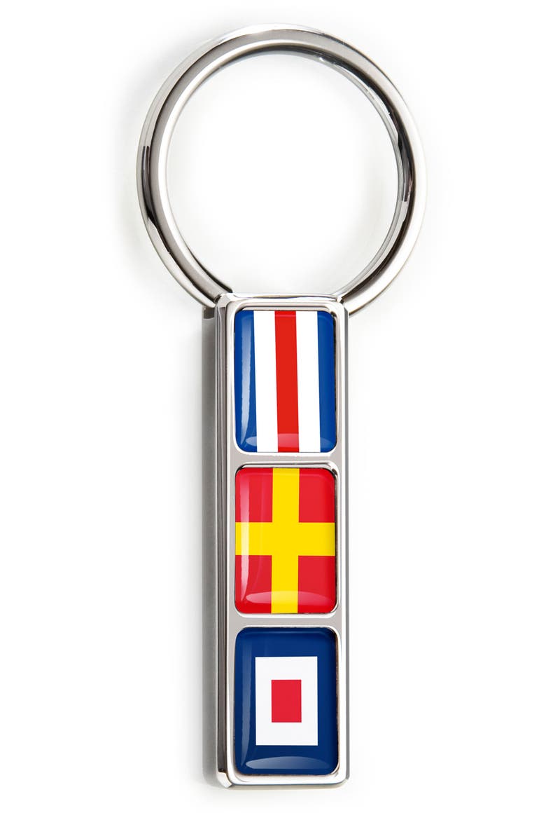 M-Clip Nautical Flag Key Ring, Main, color, SILVER