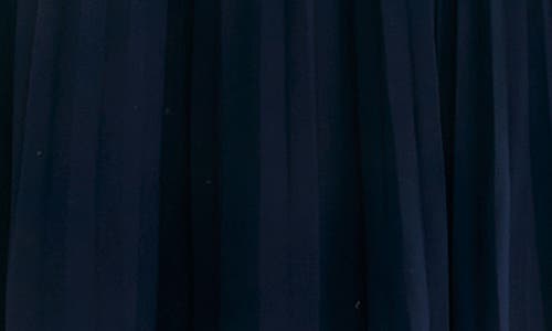 Nina Leonard Long Sleeve Pleated Shirtdress In Navy