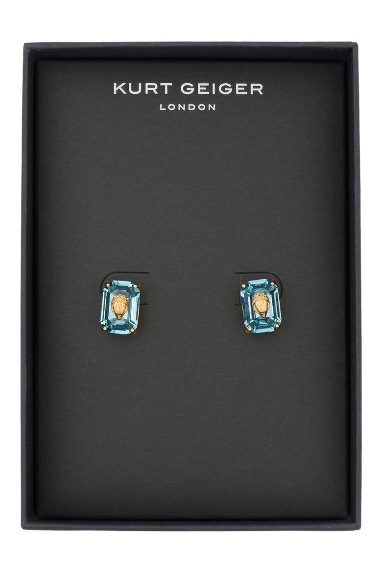 Crystal Emerald Stud Earrings, Main, color, BLUE