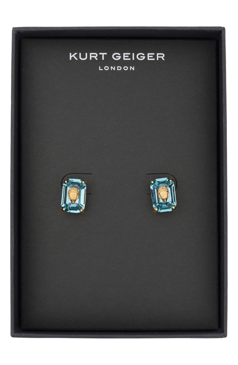 Kurt Geiger London Crystal Emerald Stud Earrings, Main, color, Blue