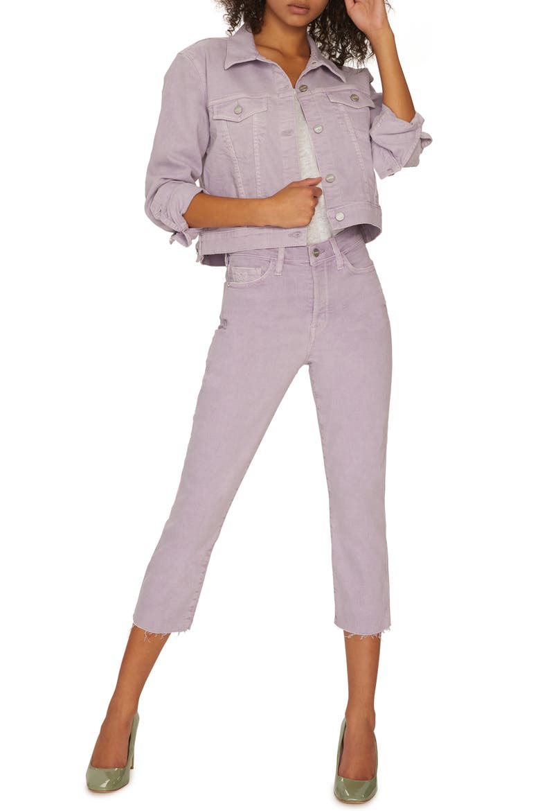 Stevie Crop Denim Trucker Jacket, Alternate, color, CHARMING LILAC