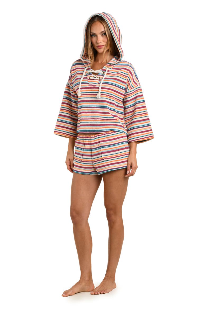 Amiya Cotton Terry Cover-Up Shorts, Alternate, color, PINK MULTI
