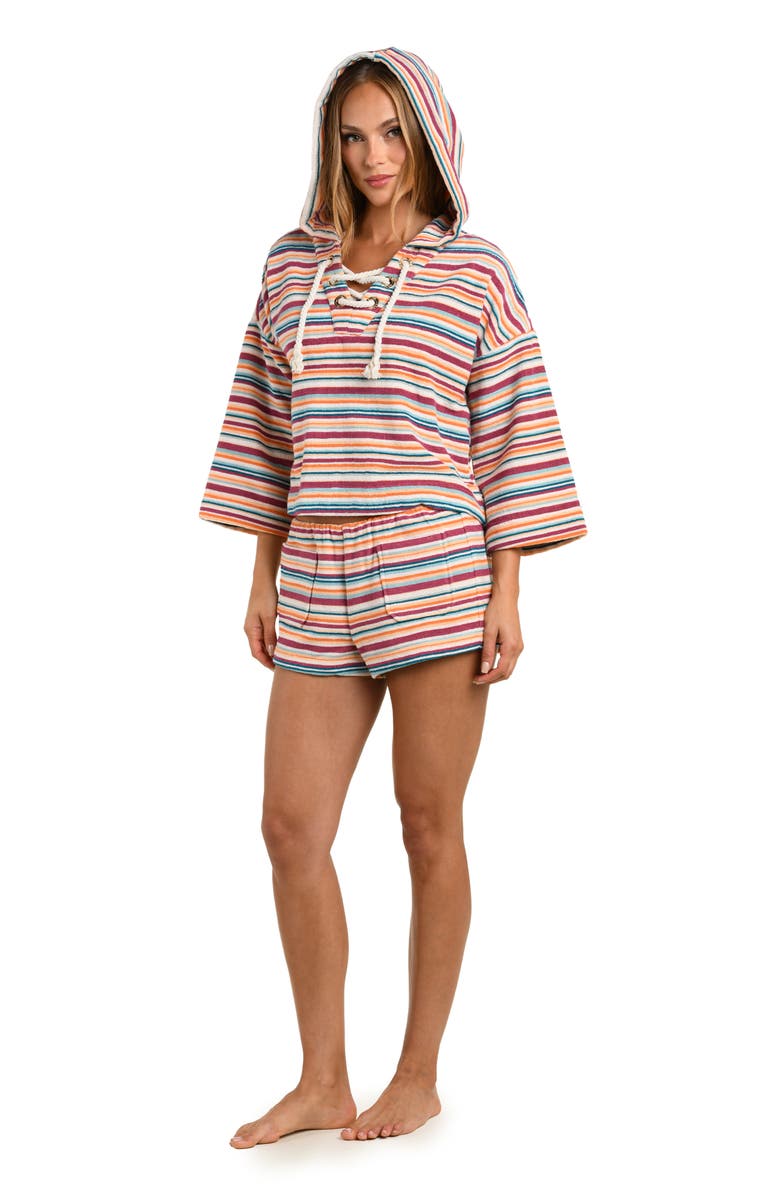 L'AGENCE Amiya Cotton Terry Cover-Up Shorts, Alternate, color, Pink Multi