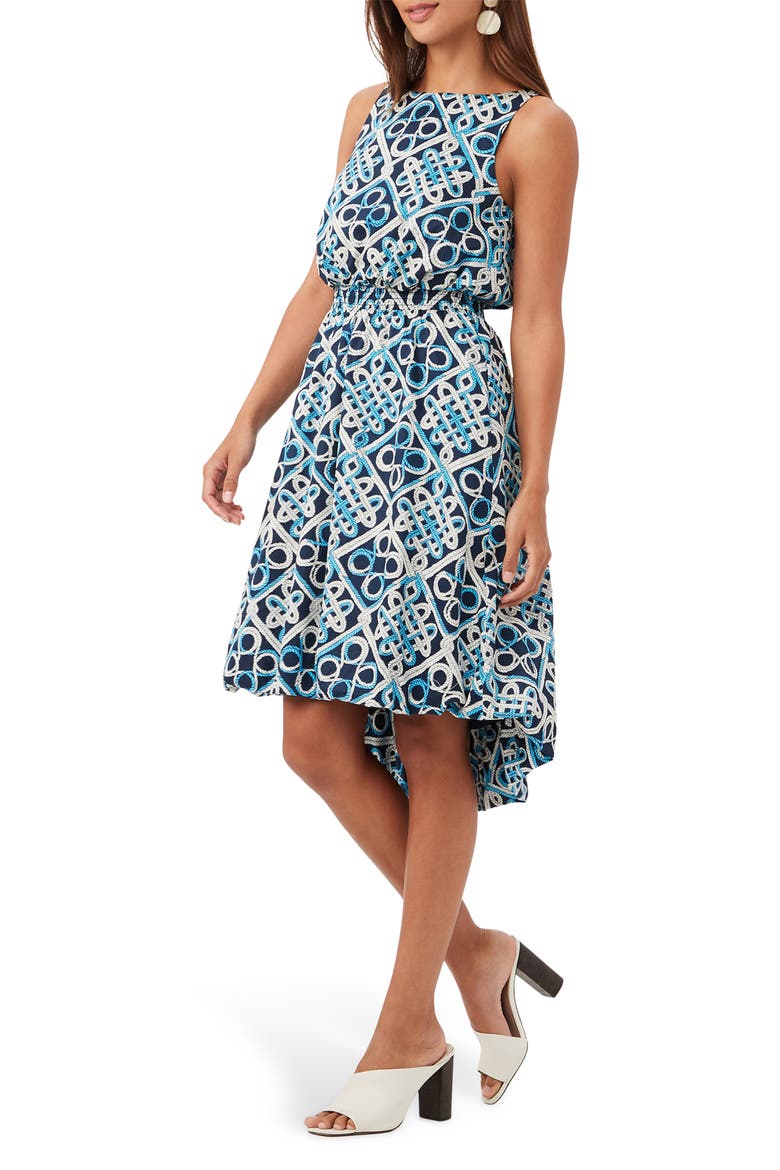 Sought After Bubble Hem Dress, Alternate, color, BLUE MULTI
