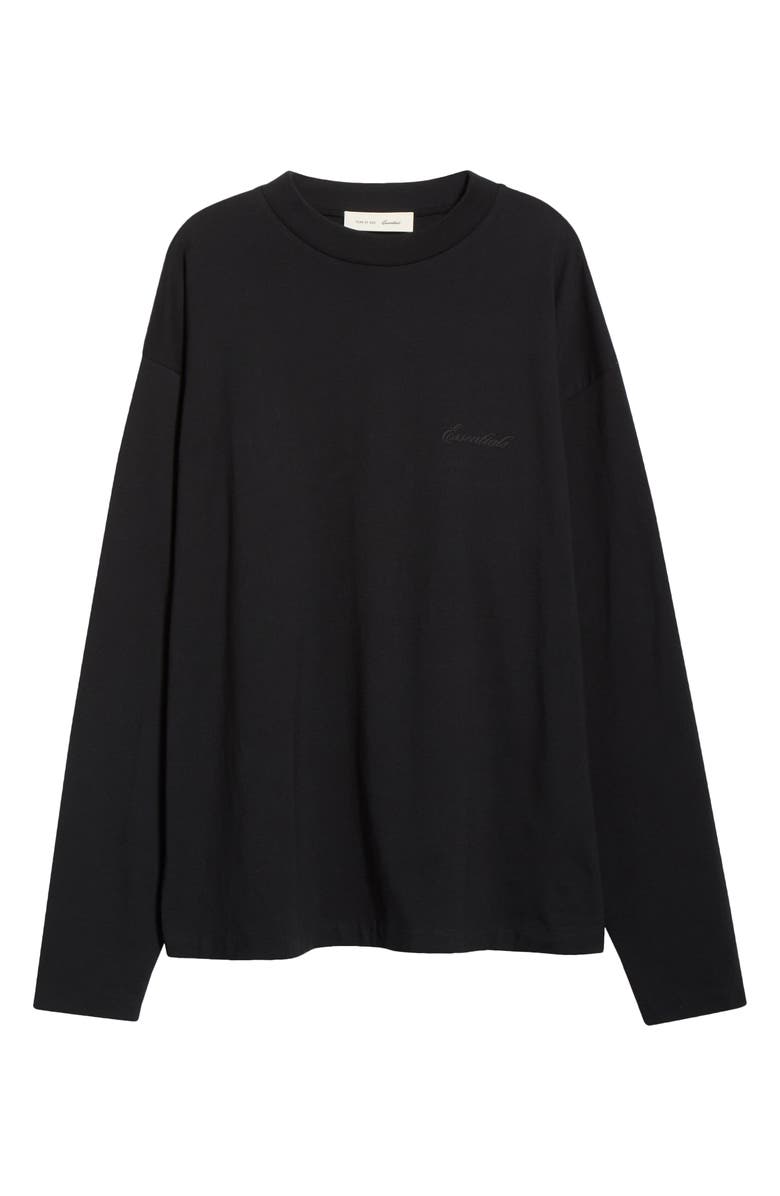 Fear of God Essentials Classic Fit Long Sleeve Cotton T-Shirt, Alternate, color, Vintage Black