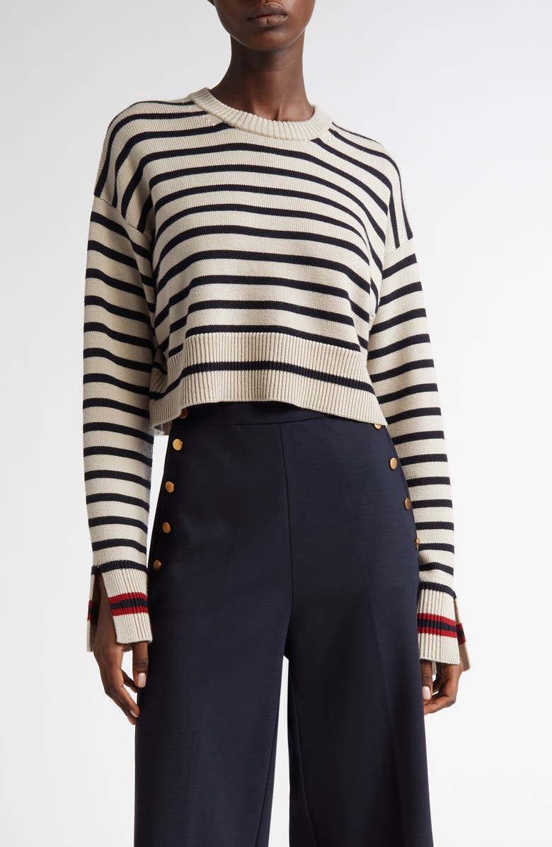 Max Mara Dorotea Stripe Virgin Wool Crop Sweater, Main, color, 