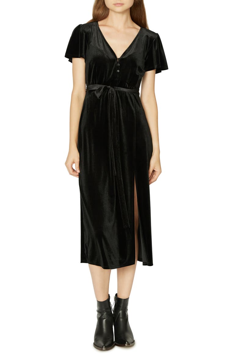 Airy Night Midi Dress, Alternate, color, BLACK