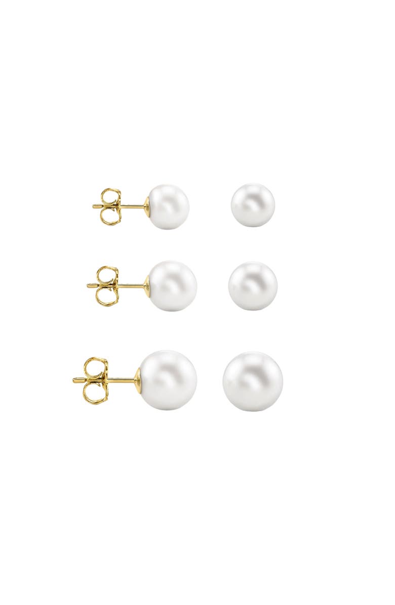 Donatello Gian 3 Pack 14K Yellow Gold Pearl Earrings, Main, color, Gold