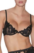 Fleur Du Mal Fuller Cup Lily Embroidered Underwire Demi Bra