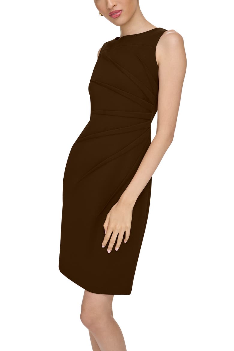 Sleeveless Side Ruched Sheath Dress, Alternate, color, COFFEE BEAN