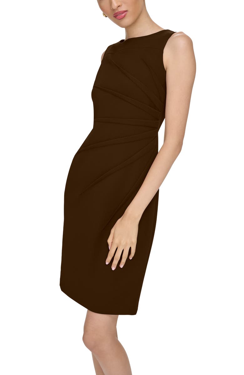Calvin Klein Sleeveless Side Ruched Sheath Dress, Alternate, color, Coffee Bean
