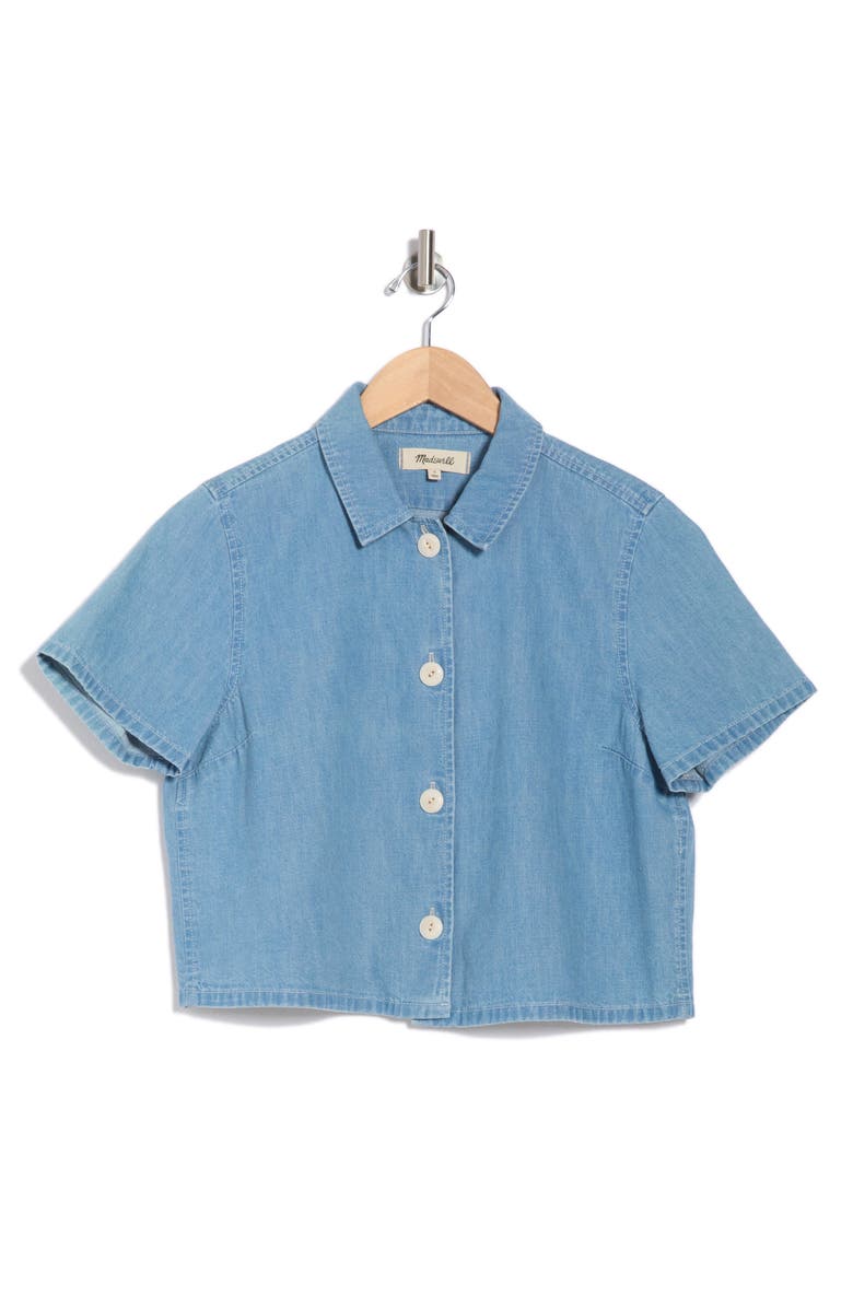Madewell Crop Chambray Button-Up Shirt, Alternate, color, Montford Wash