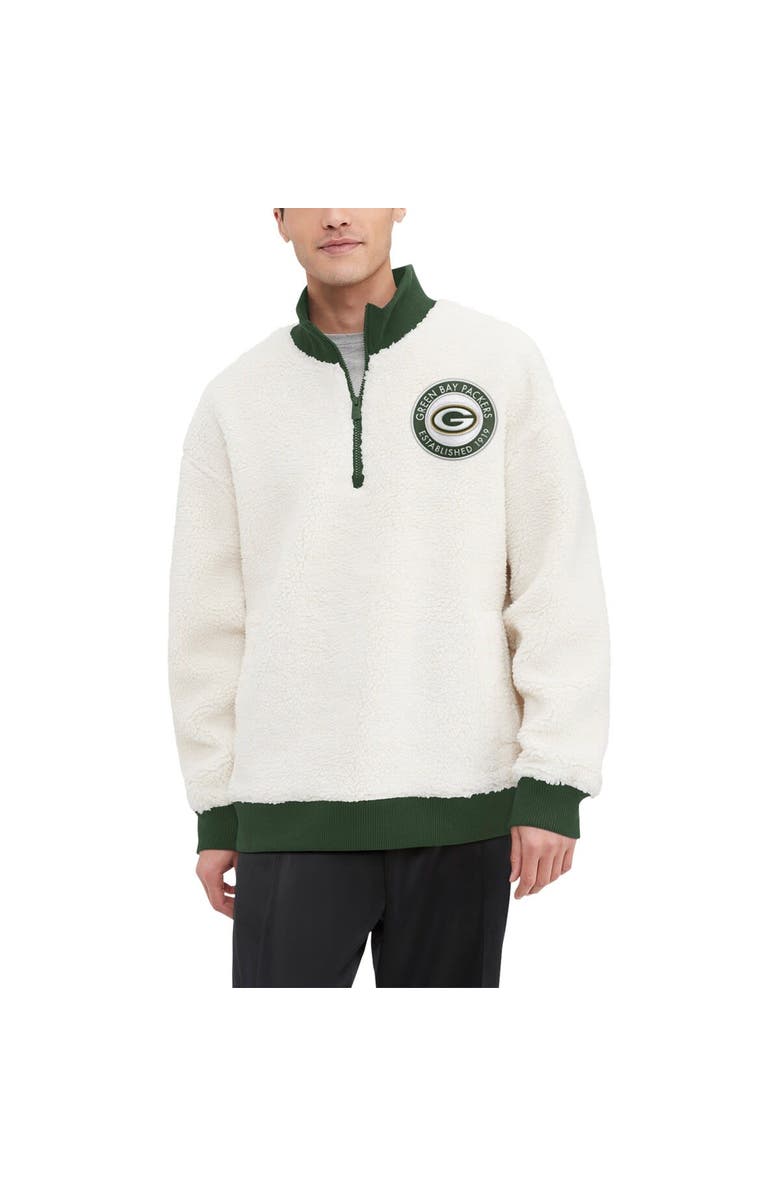 Tommy Hilfiger Men's Tommy Hilfiger Cream Green Bay Packers Jordan Sherpa Quarter-Zip Sweatshirt, Main, color, Cream