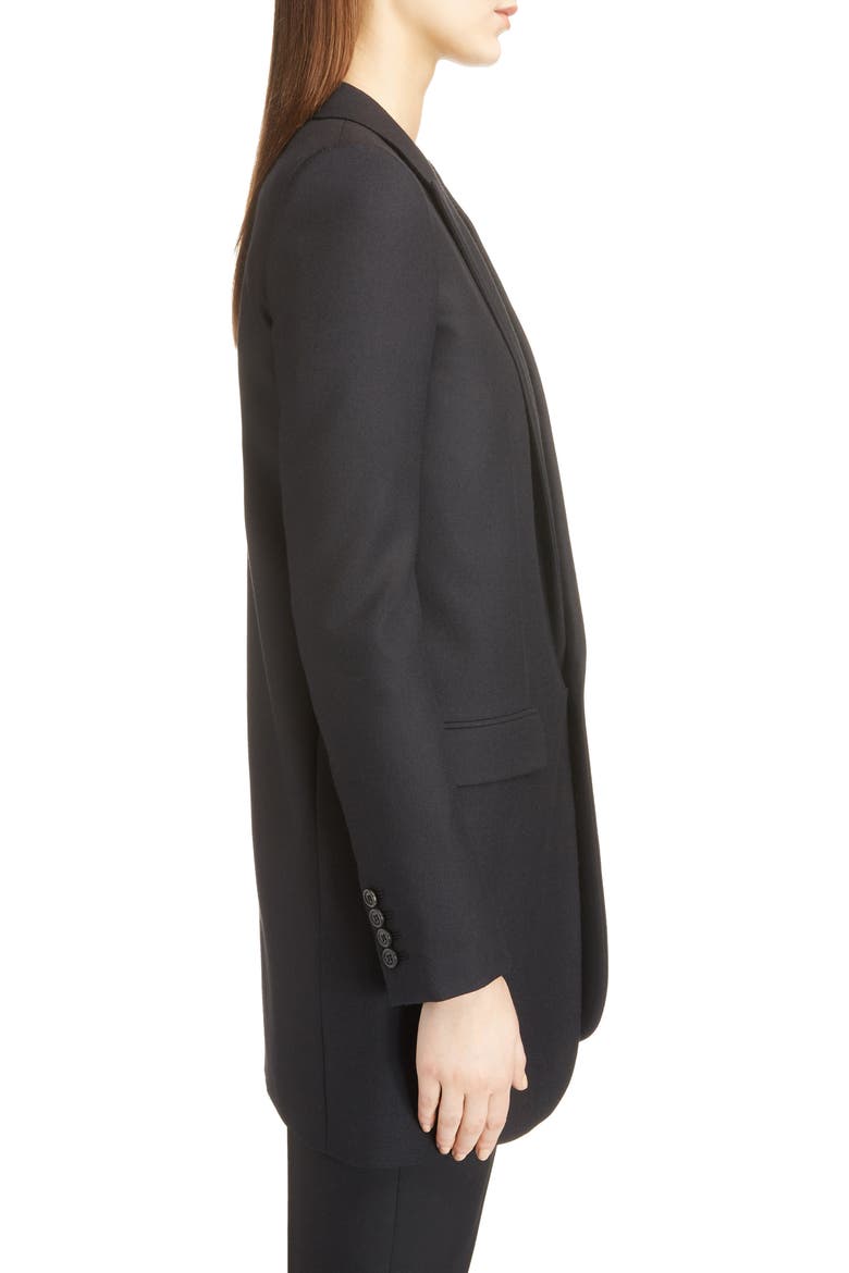 Long Gabardine Tuxedo Blazer, Alternate, color, NERO