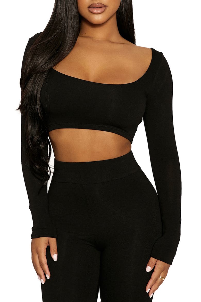 Scoop Neck Crop Top, Main, color, BLACK