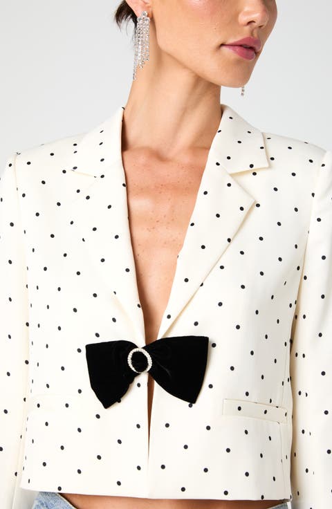 Maelys Polka Dot Cropped Satin Jacket