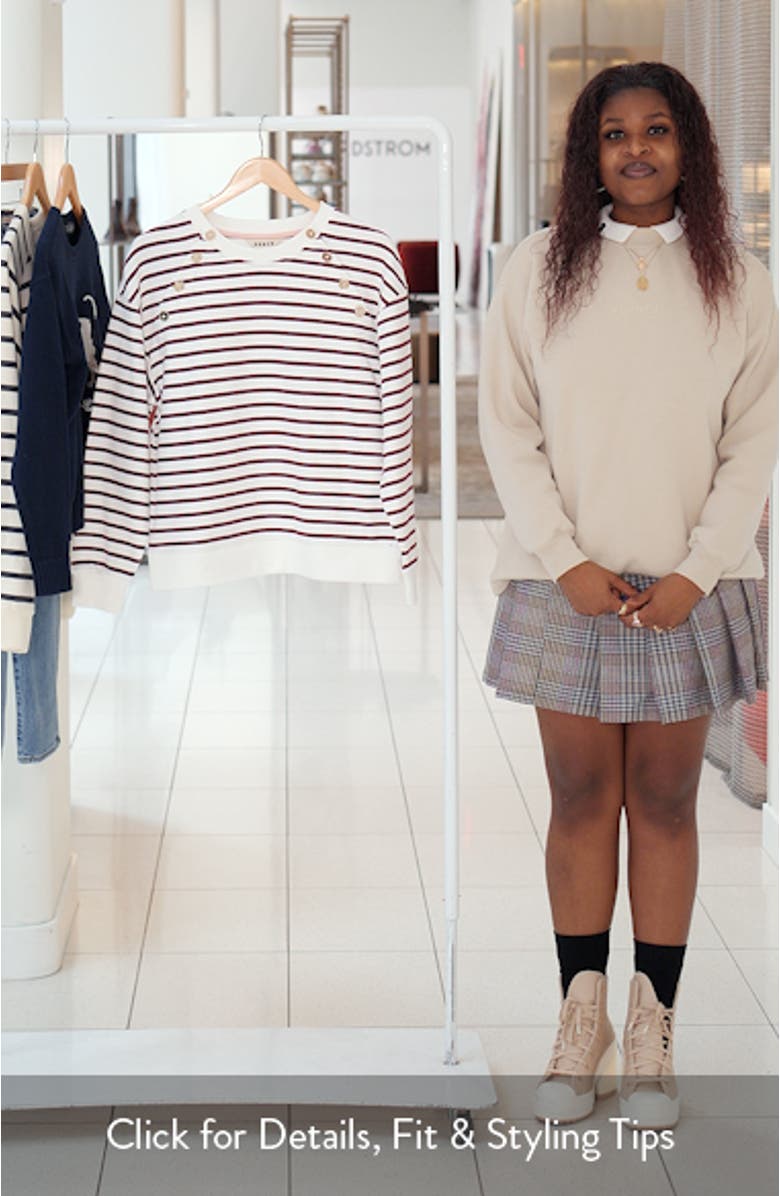 Button Detail Stripe Cotton Sweatshirt, sales video thumbnail