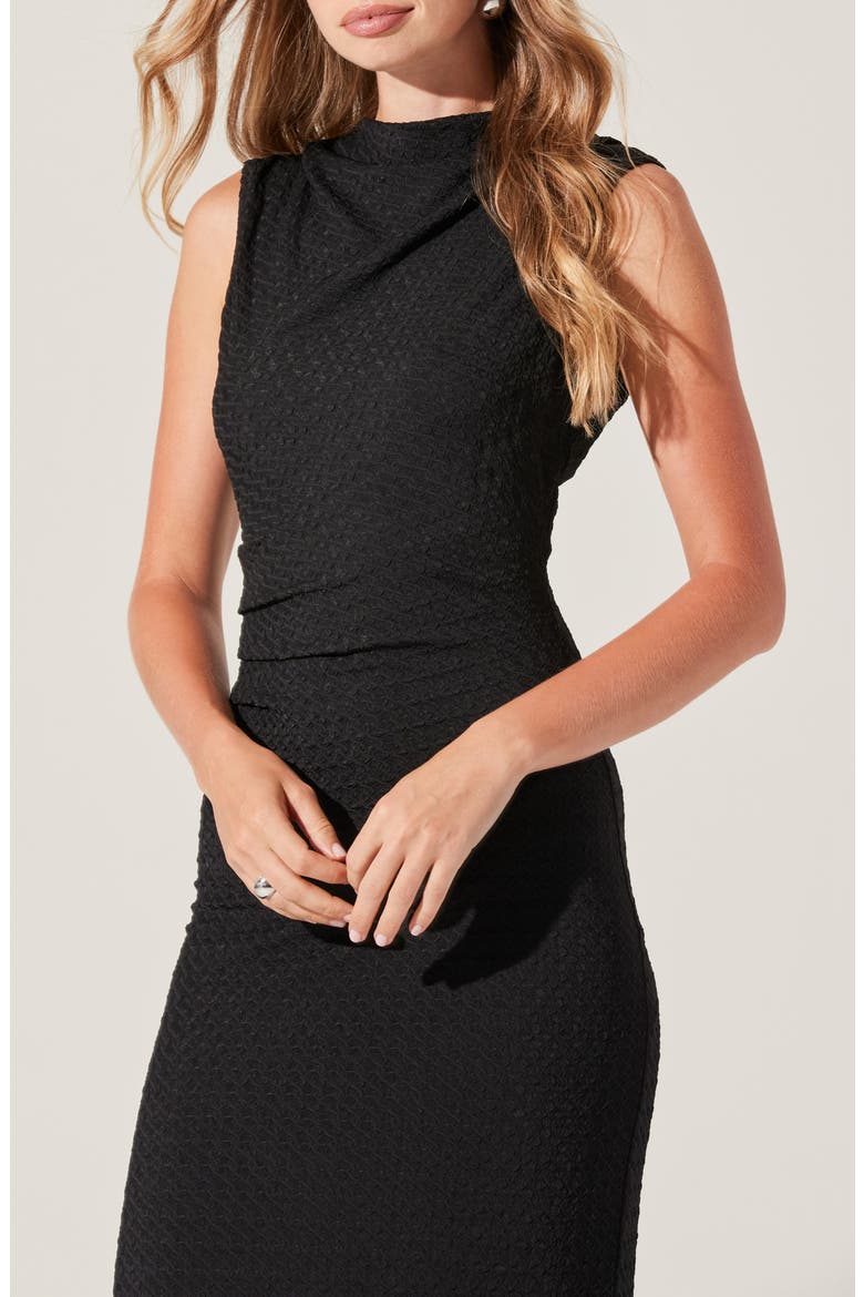 Textured Cowl Neck Midi Dress, Alternate, color, BLACK