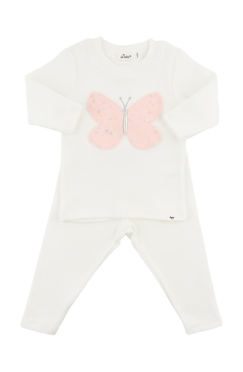 oh baby! Butterfly Pink/Pink Silver Tulle Two Piece Set, Main, color, Cream