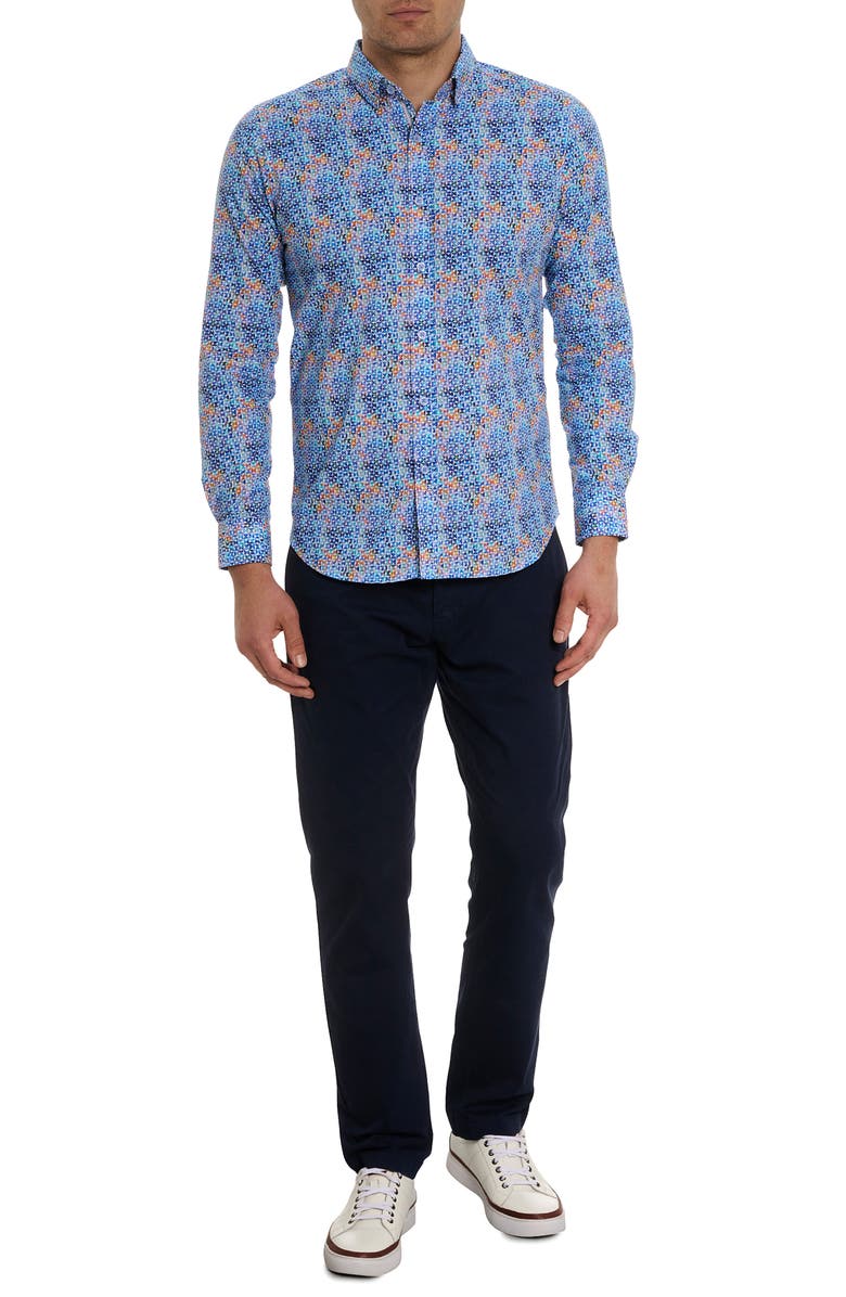 Robert Graham Venlow Geo Print Cotton Button-Up Shirt, Alternate, color,