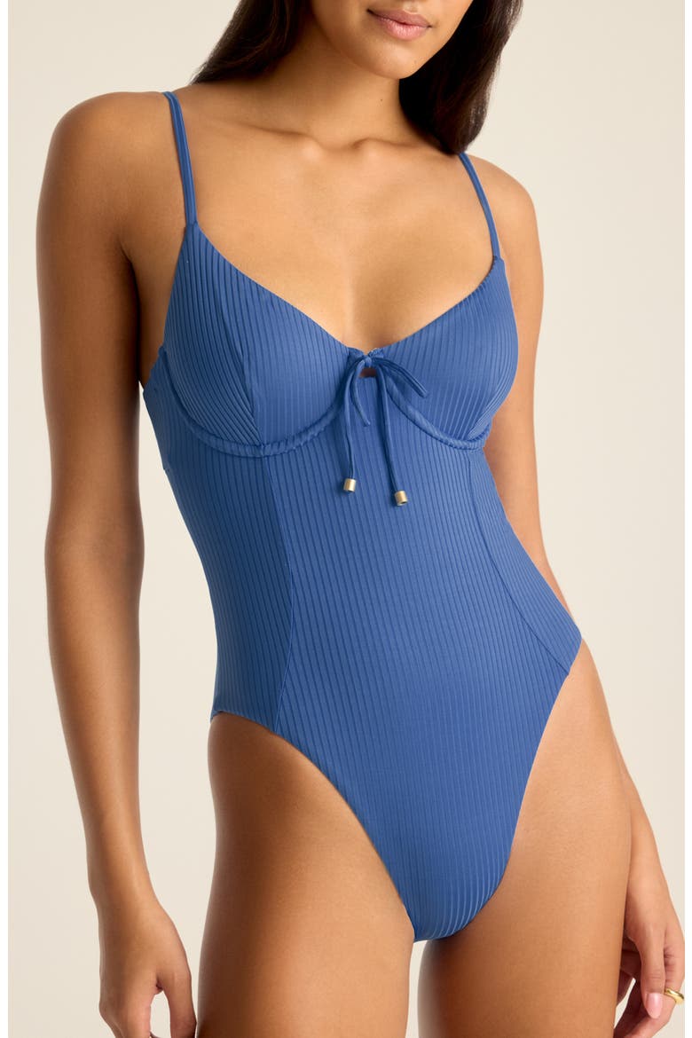Ada Underwire Rib One-Piece Swimsuit, Main, color, CHAMBRAY