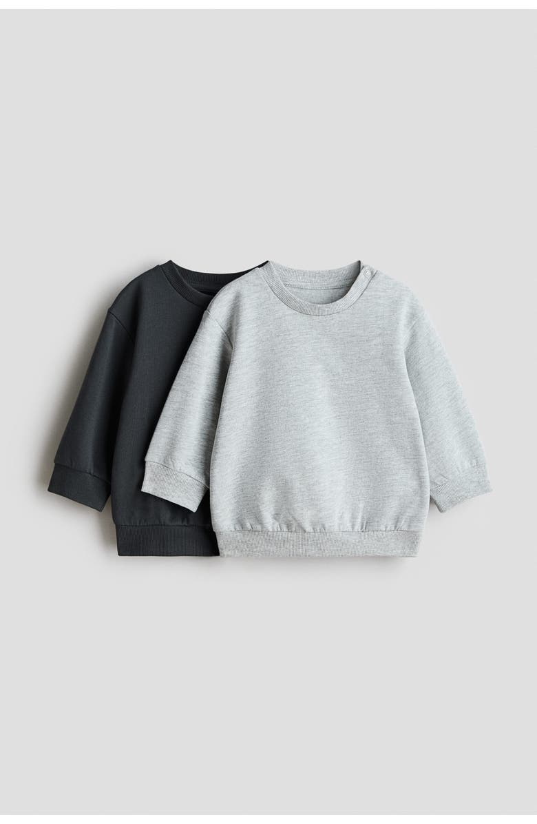 H&M 2-pack Cotton Sweatshirts, Main, color, Black/Light Gray Melange
