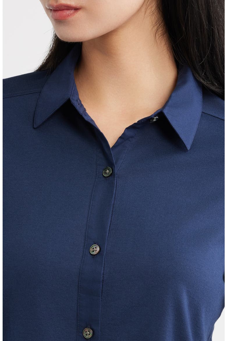 Riduro Organic Cotton Button-Up Shirt, Alternate, color, SAPPHIRE NAVY