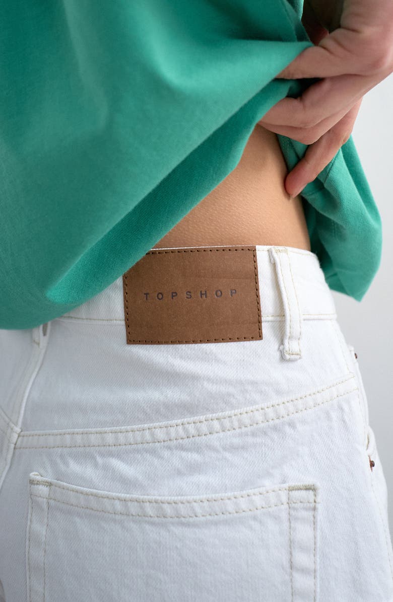 Topshop Editor Mid Rise Denim Shorts, Alternate, color, White