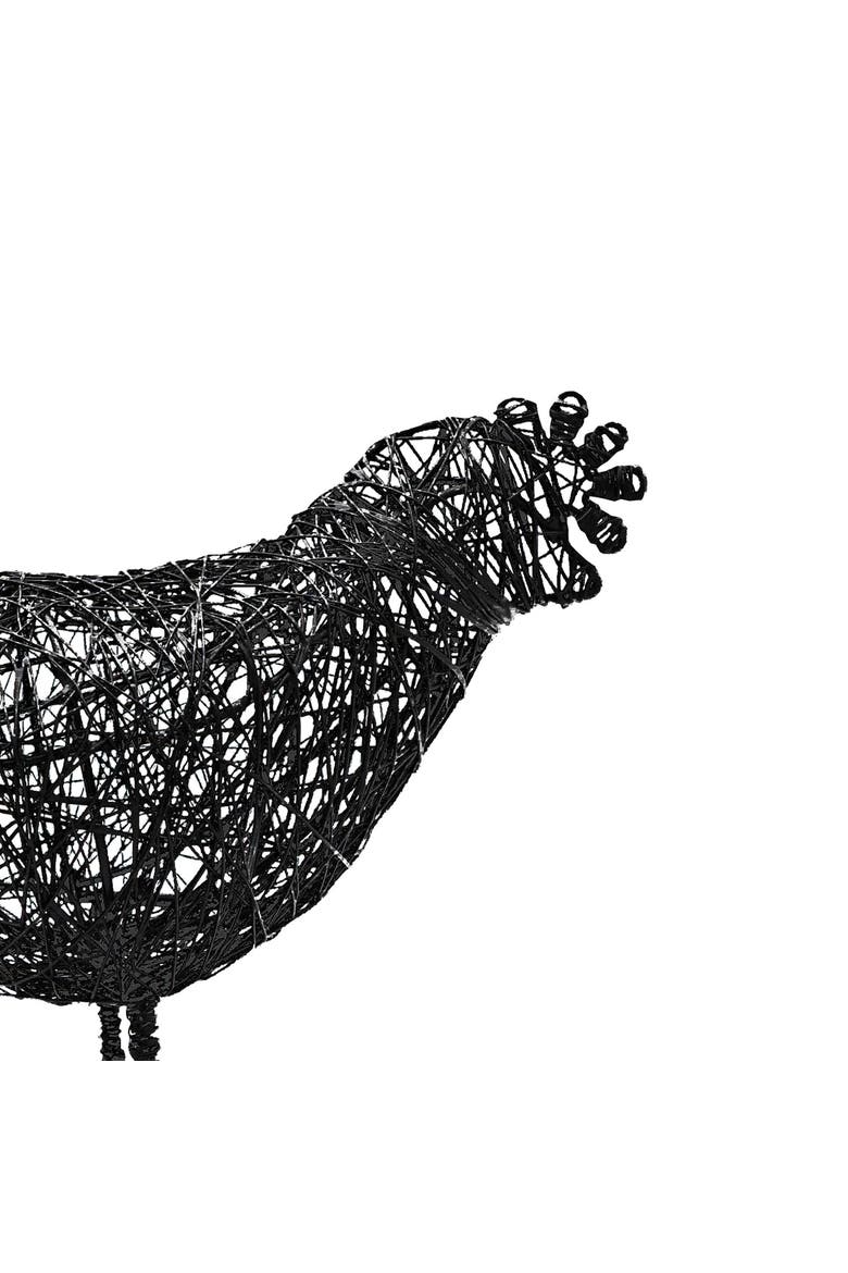 Wire Hen Bird Figure Black Metal, Alternate, color, Black