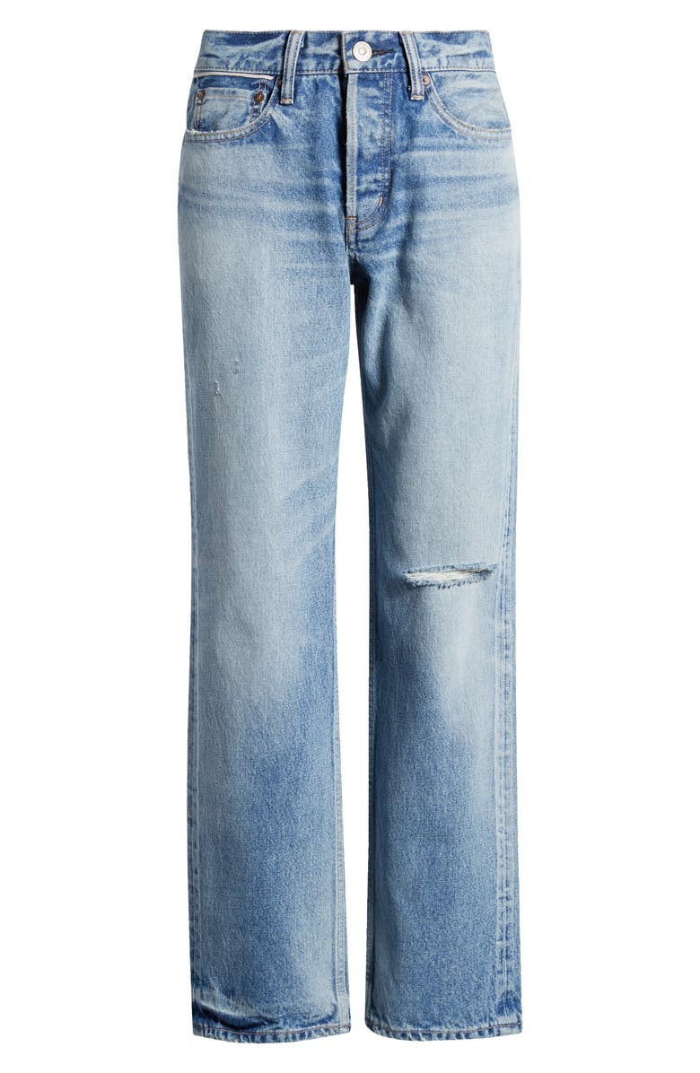 MOUSSY VINTAGE Ballard Ripped Mid Rise Straight Leg Jeans, Alternate, color, Light Blue