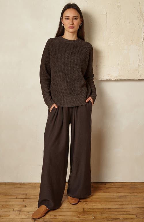 Oyun Misu Linen Wide Leg Pants In Espresso