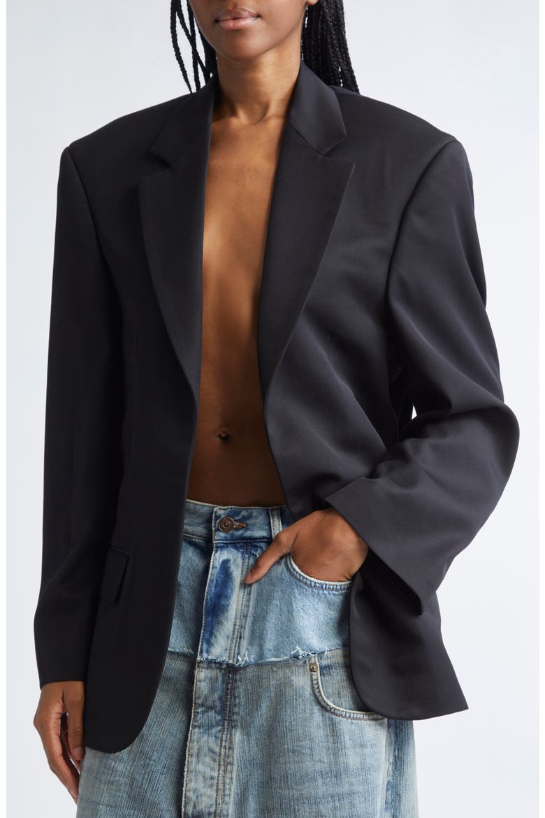 Tailored Wool Gabardine Blazer, Alternate, color, 1000 BLACK