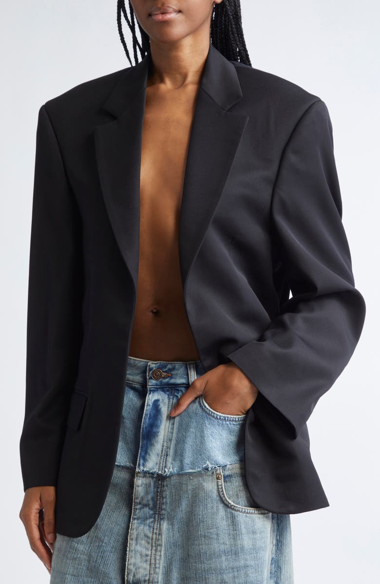 Balenciaga Tailored Wool Gabardine Blazer, Alternate, color, 1000 Black