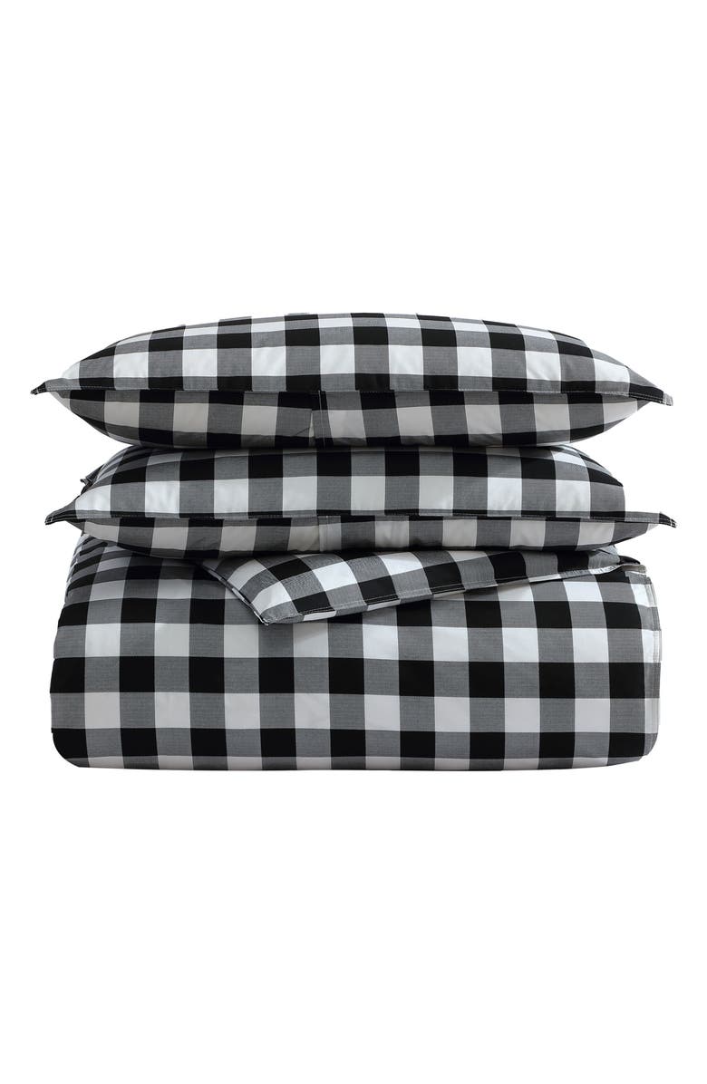 Eddie Bauer Mountain Plaid Cotton Duvet Cover Set, Main, color, Black/White