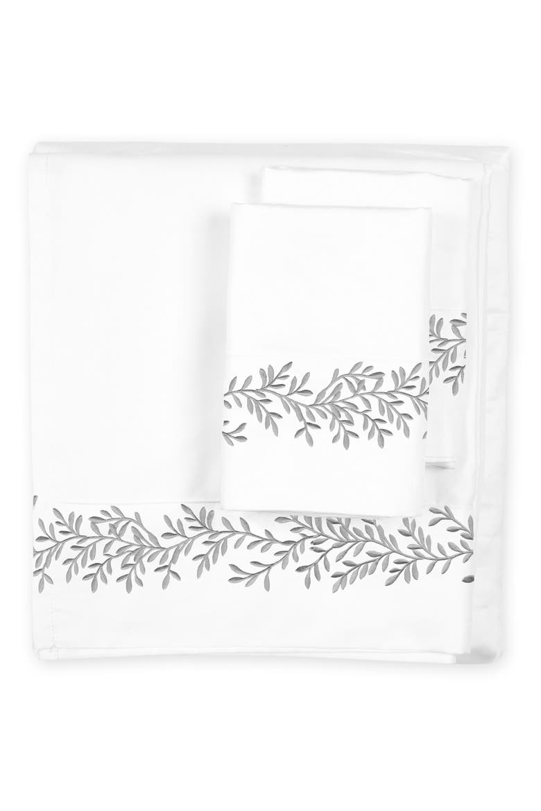 Floral Vine 600 Thread Count Sheet Set, Main, color, GREY