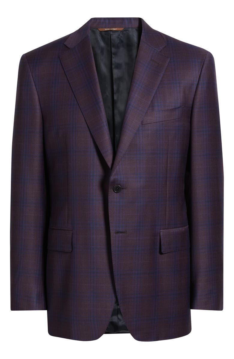 Canali Siena Regular Fit Purple Shadow Check Wool Sport Coat, Alternate, color, Purple