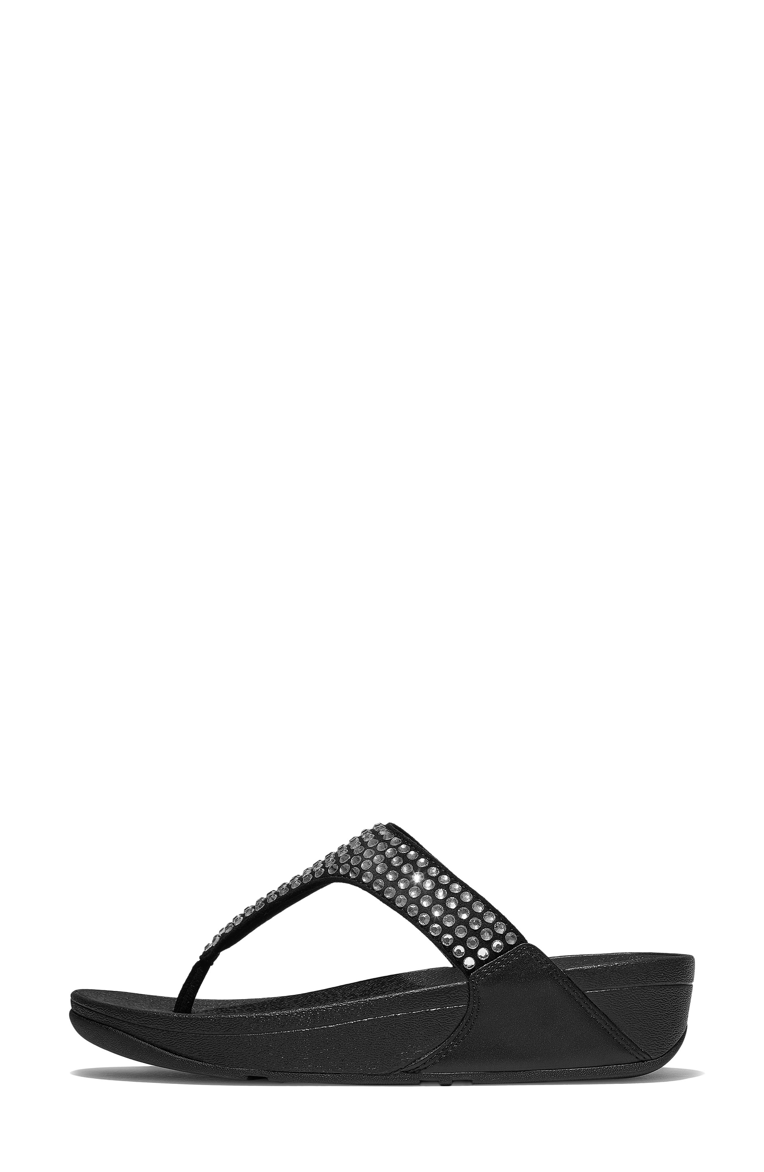 Lulu Maxi Crystal Post Toe Sandal, Alternate, color, BLACK