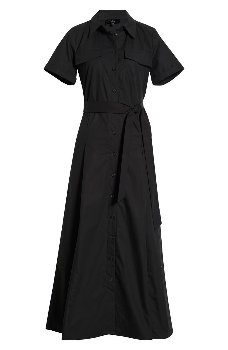 Ted Baker Box Pleat Tie Belt Cotton Maxi Shirtdress, Alternate, color, 