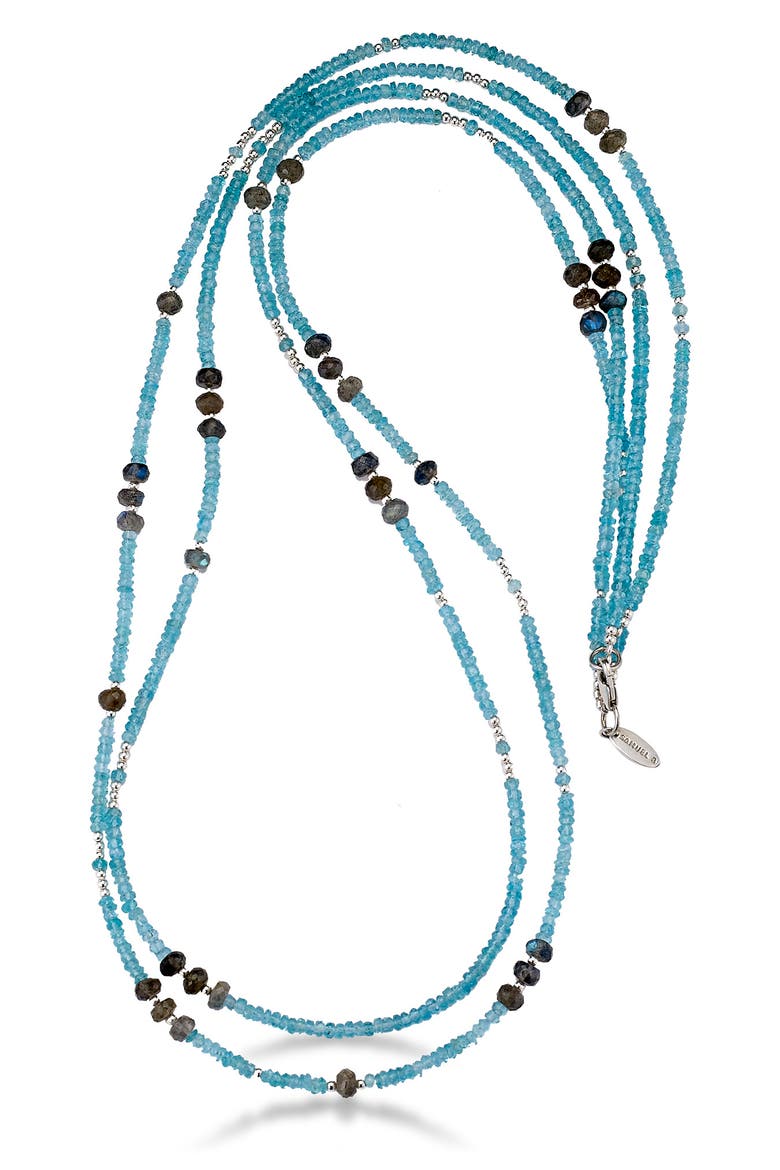 Beaded Labradorite & Chalcedony Layered Necklace, Alternate, color, AQUA MULTI