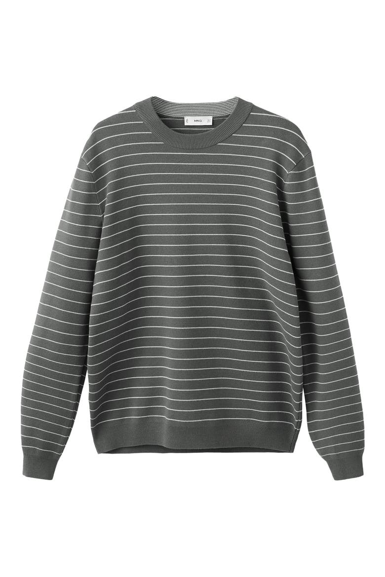 Comfort Stretch Stripe Jersey Sweater, Alternate, color, DARK GREY