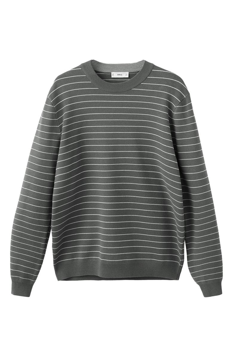 MANGO Comfort Stretch Stripe Jersey Sweater, Alternate, color, Dark Grey