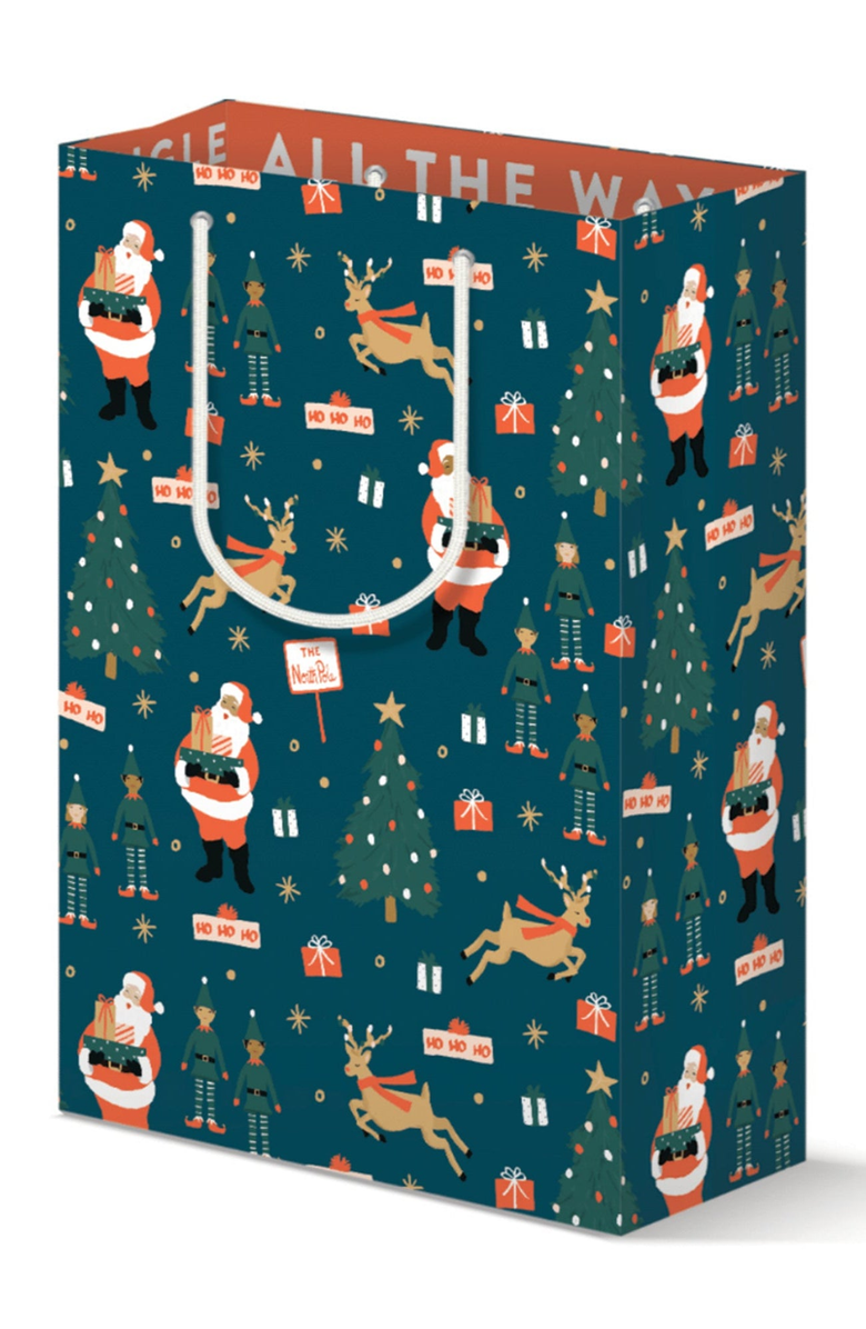 Joy Paper Co. Santa North Pole Magic Gift Bag Set of 3, Alternate, color, Santa Festive Blue