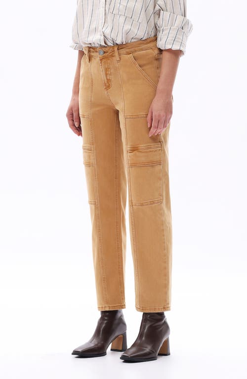 Bayeas Judy Mid Rise Ankle Straight Leg Utility Jeans In Brown