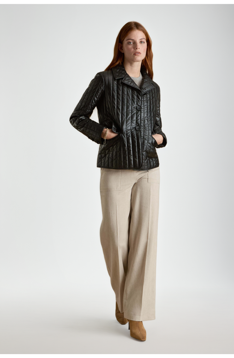 Furniq UK Tabitha Leather Coat, Main, color, Black